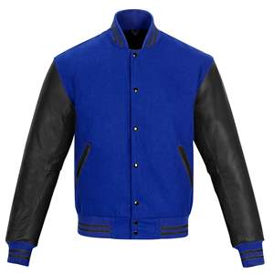 Veste universitaire vierge en gros, personnalisable avec logo brodé ou imprimé, en cuir PU, style Letterman, pour hommes et femmes - Product Image 1