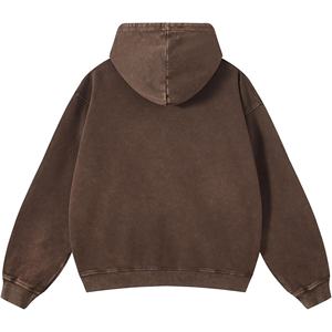 Sudadera con capucha con cremallera de Terry francés de 400 GSM gruesa pesada del fabricante personalizado parche bordado Vintage y lavado ácido para invierno - Product Image 5
