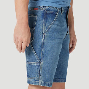 Shorts Bermuda en jean bleu pour homme, taille mi-haute, avec poches, fermeture boutonnée, style décontracté, 100% coton, tissu lavé - Product Image 6