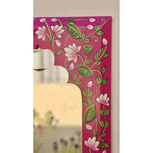 Juego de 2 espejos de pared de madera hechos a mano estilo étnico tradicional indio pintado a mano decoración de pared colgante marca KSN - Product Image 3