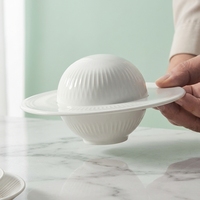 Service de vaisselle en porcelaine blanche céladon ST – Assiettes et plats en céramique américaine polie pour le petit-déjeuner, les salades, l'hôtellerie et la restauration