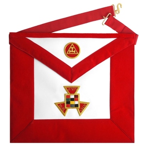 Delantal de Capítulo Masónico Rojo con Triple Tau, Insignia de Alto Sacerdote del Arco Real, Regalia Masónica, Delantal Ceremonial de Capítulo - Product Image 1