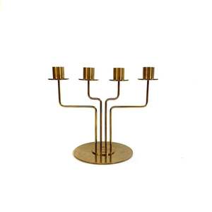 Decoración para mesa de banquete, candelabro dorado brillante, candelabro de metal pulido, candelabro artístico, candelabro de diseño - Product Image 3