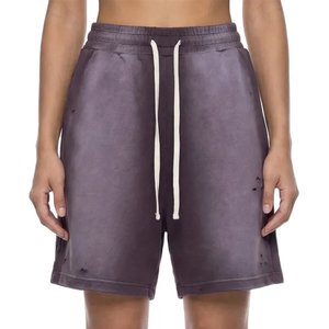 High Demanding Custom <b>Men</b> Vintage Washed Sweat <b>Shorts</b> Oversized Casual Streetwear Distressed Drawstring Gym <b>Lounge</b> <b>Shorts</b> Purple - Product Image 1