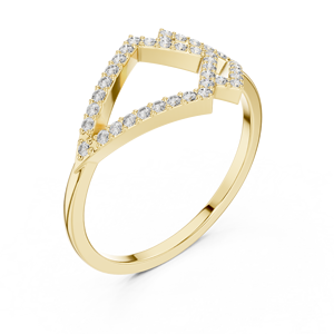 Anillo Elegante con Halo de Diamantes Geométricos Dobles Cuadrados Cultivados en Laboratorio, Oro Amarillo, Anillo Moderno con Diamantes en Marco Abierto, Anillo de Compromiso - Product Image 3