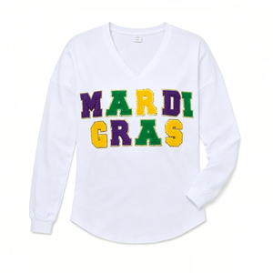 Camiseta de manga corta con cuello redondo para mujer, estilo Mardi Gras, con estampado en relieve, de algodón, casual, de corte regular, blanca, bordada, estilo urbano, de verano, color liso. - Product Image 2