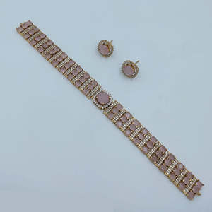 Ensemble de collier ras-de-cou tendance en or 18 carats plaqué or avec diamants américains - Chaîne à maillons tendance - Product Image 2
