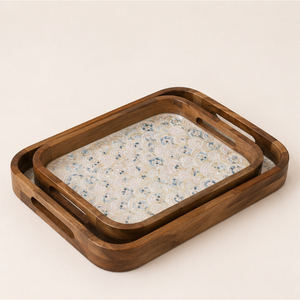 Handcrafted Eco-friendly Teak Wood Serving Tray Elegant Rectangular Decorative Trays with Solid Pattern <b>Home</b> Decor for Wedding - Product Image 3