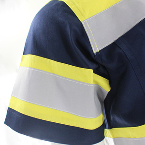 เสื้อกั๊กนิรภัยสะท้อนแสงระดับ 2 ระบายอากาศได้ดี ตรวจจับการเสียดสีได้ ผลิตจากโพลีเอสเตอร์/คอตตอน สำหรับทุกเพศ สีกรมท่า-เหลือง แขนสั้น เหมาะสำหรับงานอุตสาหกรรม - Product Image 4