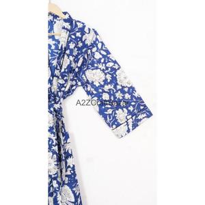 Kimono Hecho a Mano 100% Algodón con Estampado Floral, Ligero, para Verano, Spa, Baño, Informal, Romántico, Largo, para Dormir, Playa, Bikini - Product Image 4