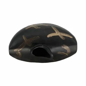 Handmade Black Metal <b>Vase</b> with <b>Gold</b> Accents Modern Tabletop Flower Decor for Housewarming - Product Image 2