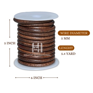 Cordon en cuir de vachette véritable de 5mm pour le bricolage de perles et de nœuds-Bijoux Macramé Collier Composants Résultats - Product Image 3