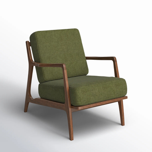 Modern Solid Wood Accent <b>Chair</b> with Upholstered Seat and Backrest, Fabric Lounge Armchair for Living Room, Bedroom and Hotel - Product Image 2