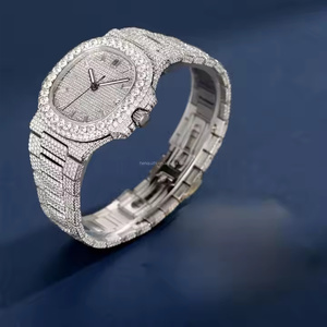 Reloj de lujo para hombre con piedras de moissanita y elegante diseño de reloj de pulsera de cuarzo. - Product Image 3