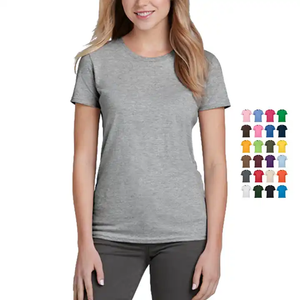 เสื้อยืดผู้หญิงสีเทาเฮเทอร์ แขนสั้น ผ้าคอตตอนผสมโพลีเอสเตอร์ คุณภาพสูง นุ่ม ระบายอากาศดี เหมาะสำหรับใส่ทุกวัน - Product Image 1