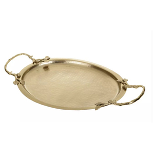 Plateau de service en métal de qualité supérieure avec poignée au design antique, plateau de service décoratif de luxe pour la table, plateau de service alimentaire au prix le plus bas - Product Image 3