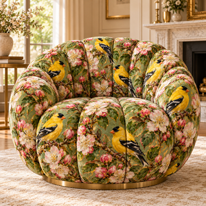 Tissu d'ameublement léger et respirant en jacquard imprimé motif floral Goldfinch, motif animalier charmant pour filles - Product Image 2