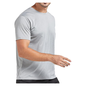 T-shirt à manches courtes bleu clair pour homme, coupe classique, col rond, tricoté, respirant, couleur unie, polyester - Product Image 4