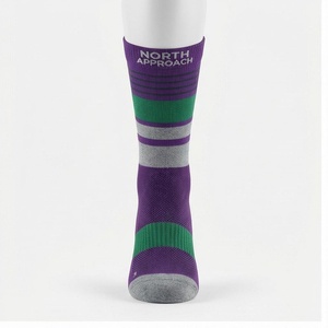 North Approach Crew <b>Socks</b> Striped Green Breathable <b>Running</b> <b>Socks</b> for Adults Summer Season - Product Image 1