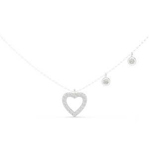 Luxuriöse Moissanit-Halskette mit Silberbeschichtung und Diamant-Herzanhänger im Romantischen Stil für Frauen, Alltags-Schmuck - Product Image 2