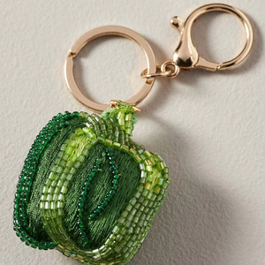 Beaded Green Pepper Keychain Vegetable Style Handmade <b>Keyring</b> Cute Accessories - Product Image 1
