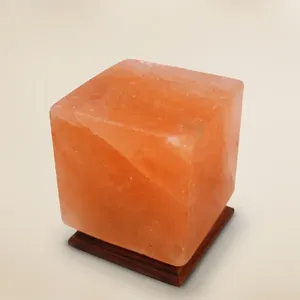 Premium Handcrafted Pink Himalayan Rock Salt Cube Lamp Natural Mineral Air Purifying <b>Night</b> <b>Light</b> - Product Image 1