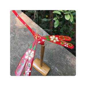 Jouet à gravité artisanal en bambou, motif libellule peinte, art populaire traditionnel, écologique, prix compétitif, couleur personnalisable, plusieurs tailles - Product Image 2