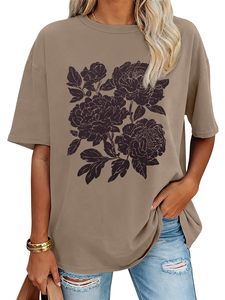 T-shirts d'été pour femmes 100% coton, imprimés graphiques, t-shirts DTF, col rond, manches courtes, amples et confortables - Product Image 4