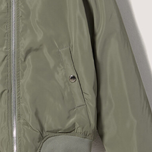 Chaqueta Bomber Corta Reversible Impermeable con Relleno de Algodón Acolchado, Unisex, Estilo Urbano, Cierre Frontal con Cremallera, Color Verde Oliva Caqui - Product Image 3