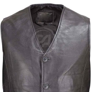 Chaleco de cuero elegante para hombre con costuras duraderas para motociclistas, actividades al aire libre y uso de moda. - Product Image 3