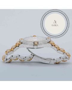 Reloj de Diamantes Personalizado Ghost de Dos Tonos con Diamantes Moissanite, Esfera Redonda, Reloj de Diamantes Personalizado para Negocios, Estilo Hip Hop, Acero Inoxidable - Product Image 4