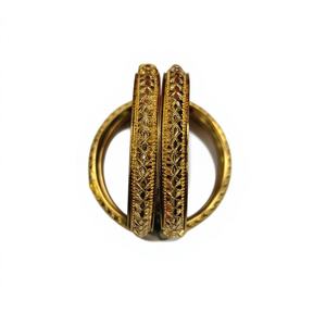 LISA JEWELLERS 22K <b>Solid</b> <b>Gold</b> Carved <b>Bangles</b> Pair Traditional Indian Kangan Bridal Engagement Wedding Party Gift Fine Jewelry 10 - Product Image 1