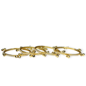Nuevos Brazaletes Metálicos Ghungroo con Textura de Perla Dorada Cachemirí 2026, Estilo Elegante Jhumki para Boda, Ligeros, a Precio de Mayoreo - Product Image 3