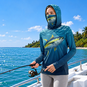 Camisa de Pesca con Capucha Personalizada, Tejido de Poliéster de 160 GSM, para Equipos de Pesca Femeninos - Product Image 3