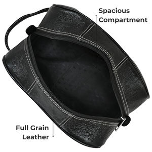 Sac de voyage en cuir véritable noir grainé, grande capacité, avec logo personnalisé, fermeture éclair, poignée souple, résistant à l'eau, unisexe - Product Image 3