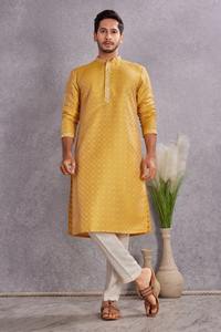 New <b>Men's</b> Yellow Cotton <b>Kurta</b> Traditional Casual Wear Regular Fit Indian Pakistani Ethnic Style All Seasons for <b>Mens</b> - Product Image 2
