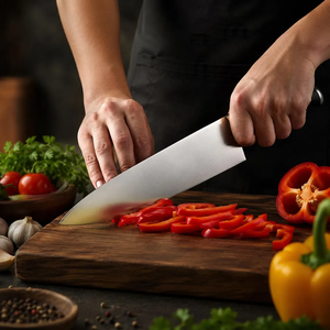 Couteau de chef en acier inoxydable avec manche en bois d'ébène, couteau de cuisine professionnel, 56-58 HRC, vente en gros - Product Image 2