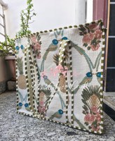 Tas Tote Gaya Bohemian Berbahan Katun Jahitan Tangan Pola Solid Berkualitas Tinggi dengan Penutup Tali Serut Tas Bahu Premium untuk Perjalanan