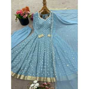 Vestido de Fiesta para Mujer con Bordado de Lentejuelas, con Falda y Dupatta - Product Image 2