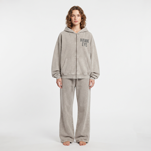 Conjunto Deportivo de Dos Piezas para Mujer, Fabricado en Algodón, con Lavado Ácido, Color Sólido, Sudadera y Pantalones Jogger, con Logotipo Personalizado - Product Image 5