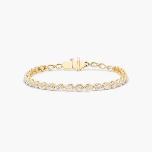 Bezel Tennis <b>Bracelet</b> With Pear Cut Lab-Grown Diamonds In Yellow Gold - Product Image 1