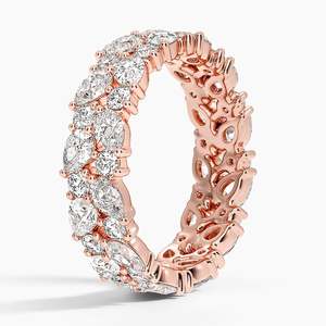 Bague Éternité en Or Jaune avec Diamant de Laboratoire Certifié IGI Taille Poire, Sertissage Pavé, Luxe pour Femme - Product Image 6