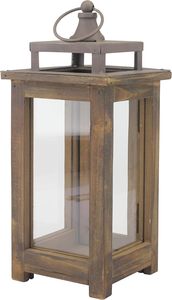 Farol de Vidrio y Madera Rústico, Decorativo, Estilo Granja, para Decoración del Hogar, Jardín y Bodas - Product Image 6