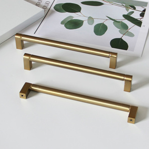 Durable Modern Zinc Alloy Satin Brass <b>Bar</b> Cabinet Handle Minimalist Drawer <b>Pull</b> <b>for</b> Kitchen Bathroom Nightstands Wardrobe - Product Image 1