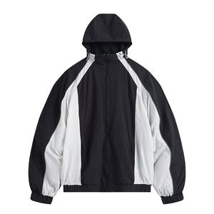 Custom <b>Men's</b> 90s Retro Nylon Plus Size Hooded Windbreaker <b>Jacket</b> Nylon Design <b>Summer</b> Windbreraker <b>Jacket</b> - Product Image 1