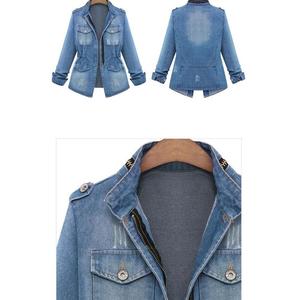 Newest Style Jean Jackets Long Sleeve Women's Denim Jacket Women's Custom Cotton Jean Jackets OEM Plated Chest Pockets - Product Image 5