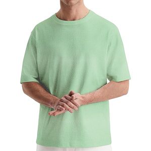 Camiseta Oversize de Corte Holgado para Hombre, Cuello Redondo, Color Verde Oliva Liso, Esencial para Verano, Alta Densidad - Product Image 1