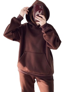 ชุดเซ็ตฮู้ดดี้และกางเกงขายาวทรงปกติ ผ้าฝ้าย 100% ลายพิมพ์เรียบ ผ้าฟลีซสำหรับฤดูหนาว ชุดลำลองแบบ unisex ระบายอากาศได้ดี ซักแล้วพร้อมใส่ - Product Image 2