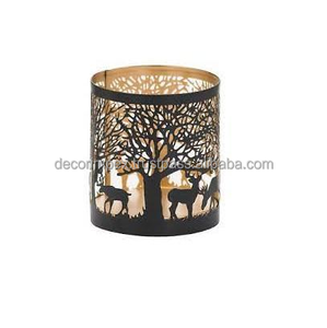 Brown Gold <b>Globe</b> Etched Votive with Wooden Base Tea <b>Light</b> Candle Holder Home Decorative Lantern for Weddings by Decor impex - Product Image 1