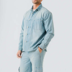 OEM Bulk Quantity Men's Long Sleeve Denim Shirt 100% Cotton Casual Fashionable Design Quality Export-Oriented Flannel Shirts - Product Image 6